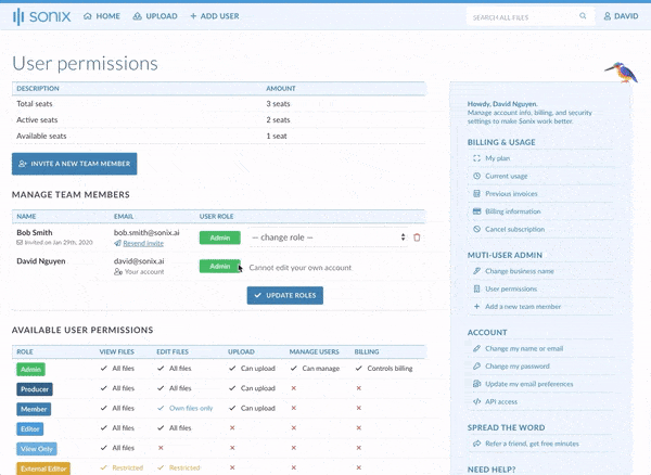 Sonix - How to add a new user to your premium plan for multi-user access and collaboration Adding a new user for multi-user access and collaboration is easy