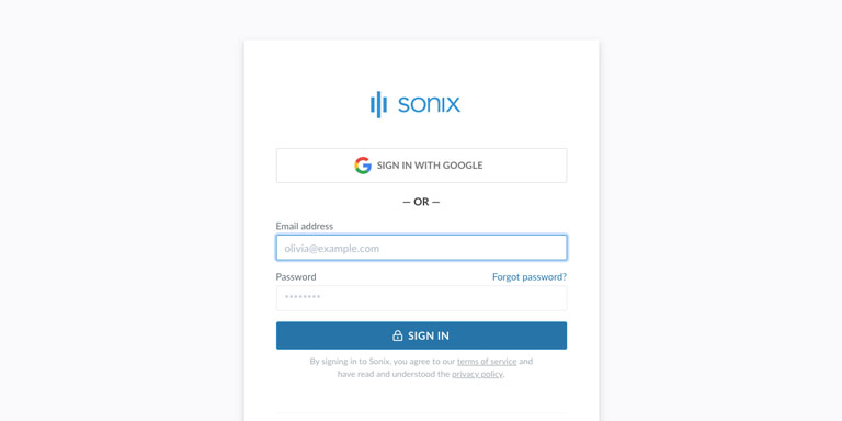 Step 1: Login screen Log into your Sonix account