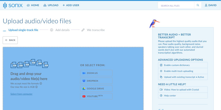 Step 2: Upload your Ukrainian WMV file Upload your %{v_language} %{v_filetype} file to Sonix