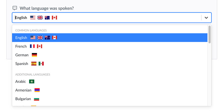 Step 3: Choose Ukrainian from the Sonix language dropdown Tell Sonix the language that was spoken in your file: %{v_language}